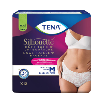 TENA Silhouette Pants Plus White Groesse M 3644, mittlere bis schwere Blasenschwaeche, 12 Stueck